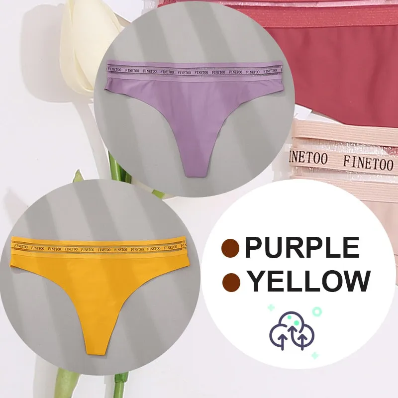 2 Pack Seamless G-string Soft Panties 7 Colors Patchwork Underwear Thongs Lingerie Briefs