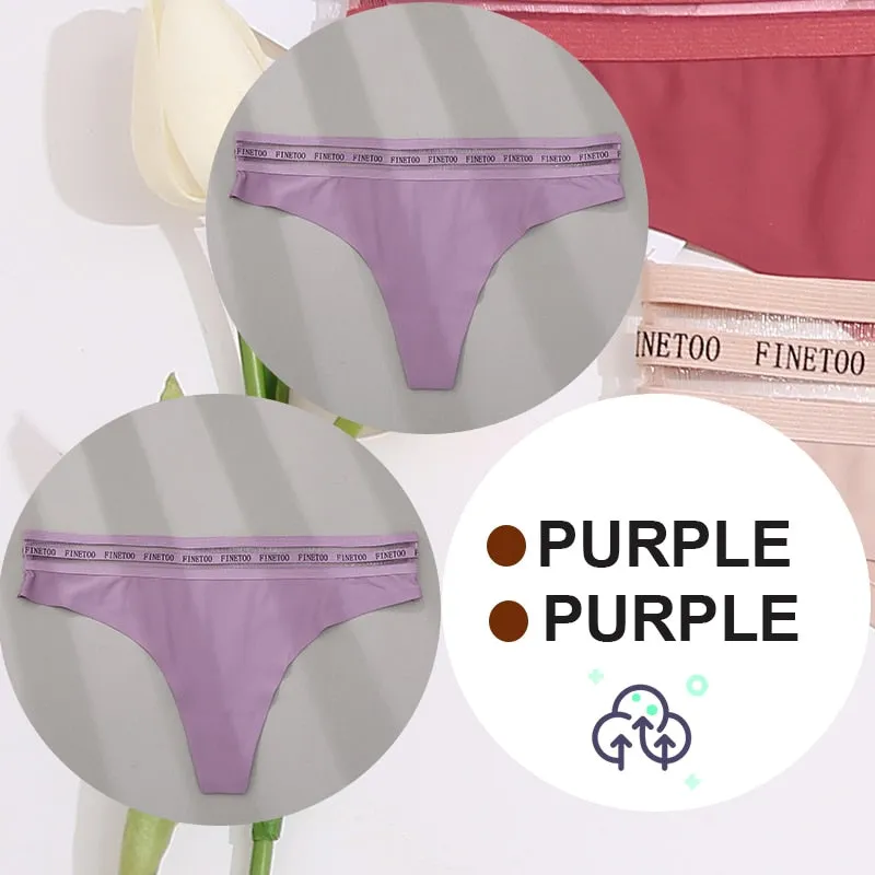 2 Pack Seamless G-string Soft Panties 7 Colors Patchwork Underwear Thongs Lingerie Briefs