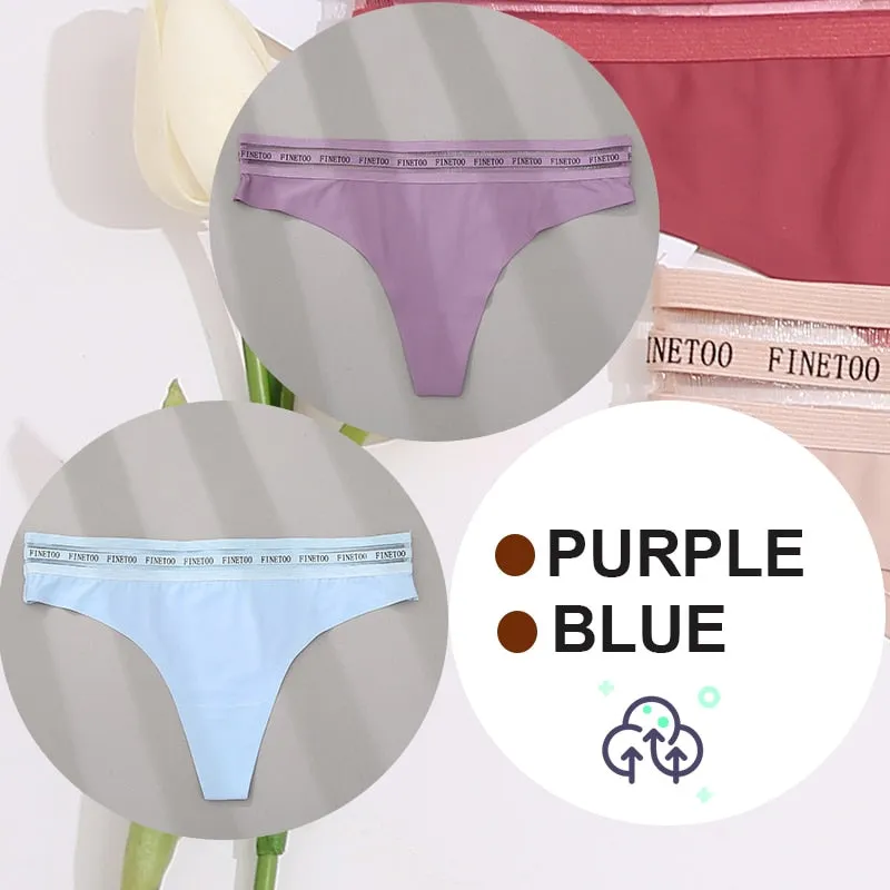 2 Pack Seamless G-string Soft Panties 7 Colors Patchwork Underwear Thongs Lingerie Briefs