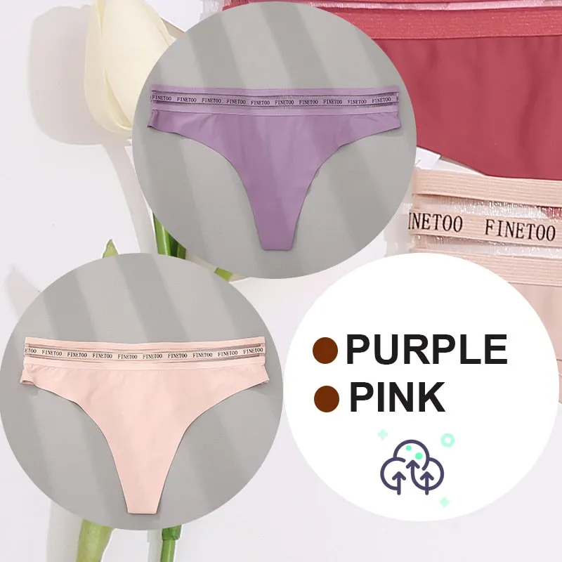 2 Pack Seamless G-string Soft Panties 7 Colors Patchwork Underwear Thongs Lingerie Briefs