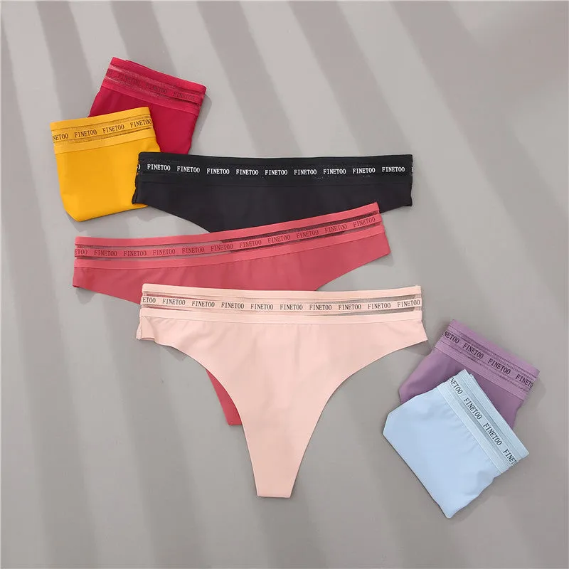 2 Pack Seamless G-string Soft Panties 7 Colors Patchwork Underwear Thongs Lingerie Briefs
