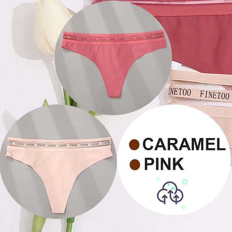 2 Pack Seamless G-string Soft Panties 7 Colors Patchwork Underwear Thongs Lingerie Briefs