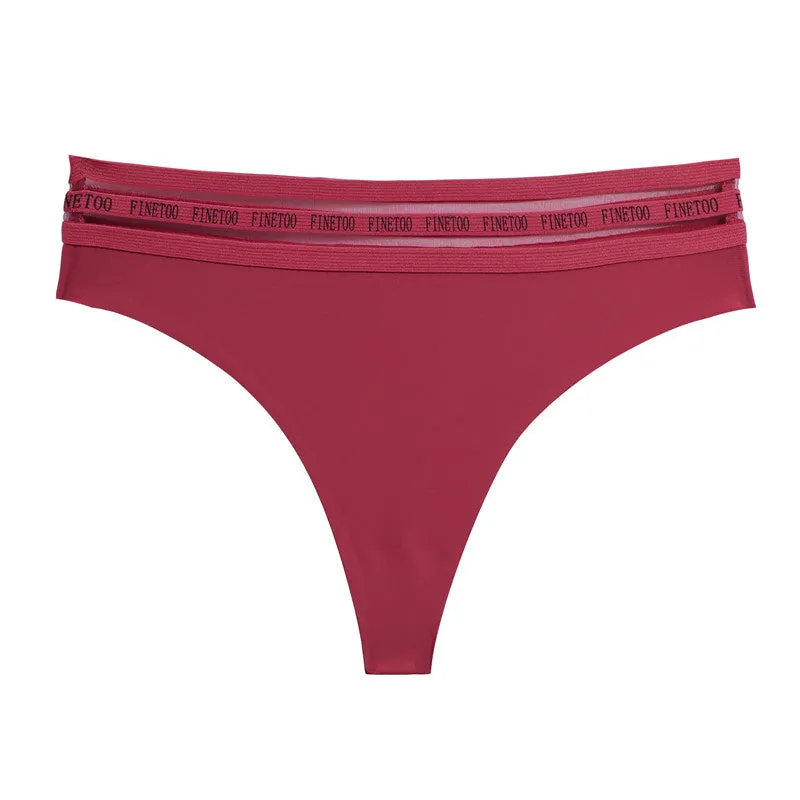 2 Pack Seamless G-string Soft Panties 7 Colors Patchwork Underwear Thongs Lingerie Briefs