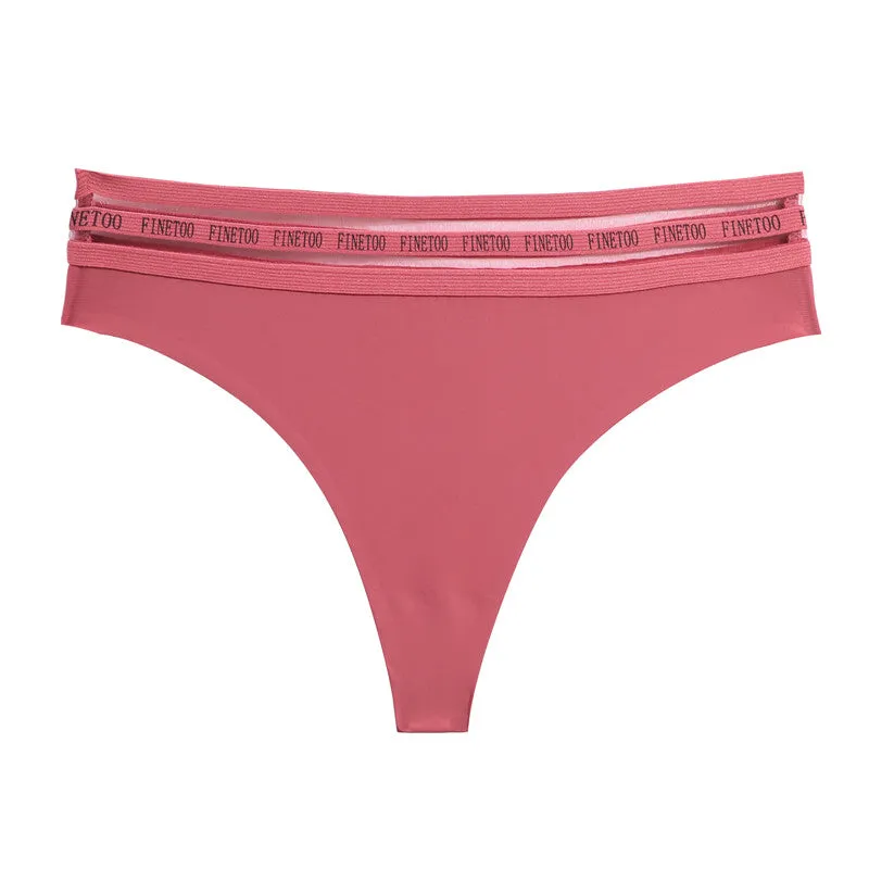 2 Pack Seamless G-string Soft Panties 7 Colors Patchwork Underwear Thongs Lingerie Briefs