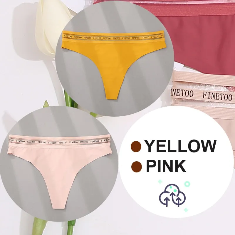 2 Pack Seamless G-string Soft Panties 7 Colors Patchwork Underwear Thongs Lingerie Briefs