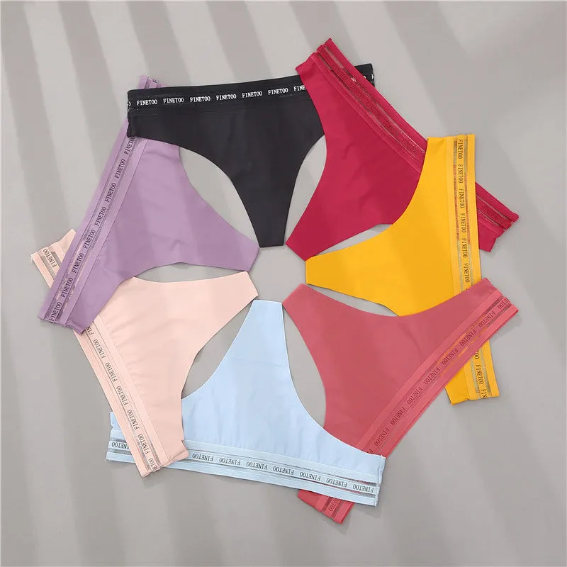 2 Pack Seamless G-string Soft Panties 7 Colors Patchwork Underwear Thongs Lingerie Briefs