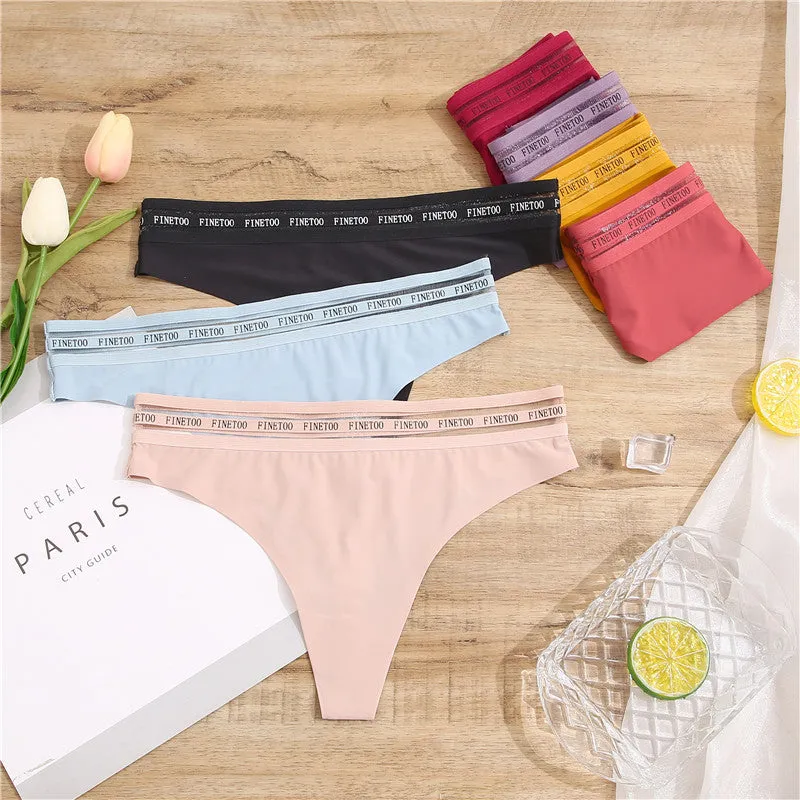 2 Pack Seamless G-string Soft Panties 7 Colors Patchwork Underwear Thongs Lingerie Briefs