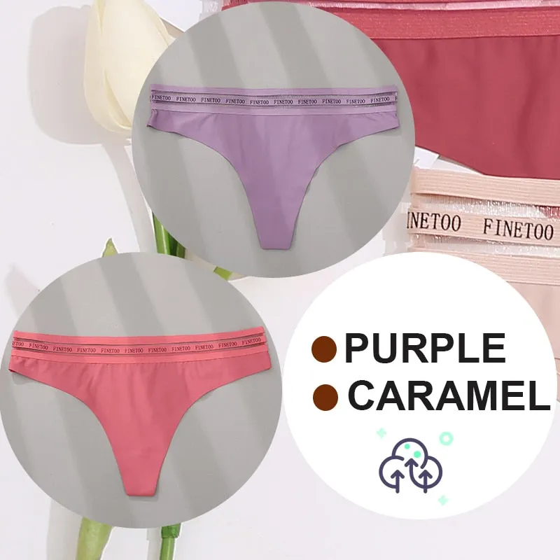 2 Pack Seamless G-string Soft Panties 7 Colors Patchwork Underwear Thongs Lingerie Briefs