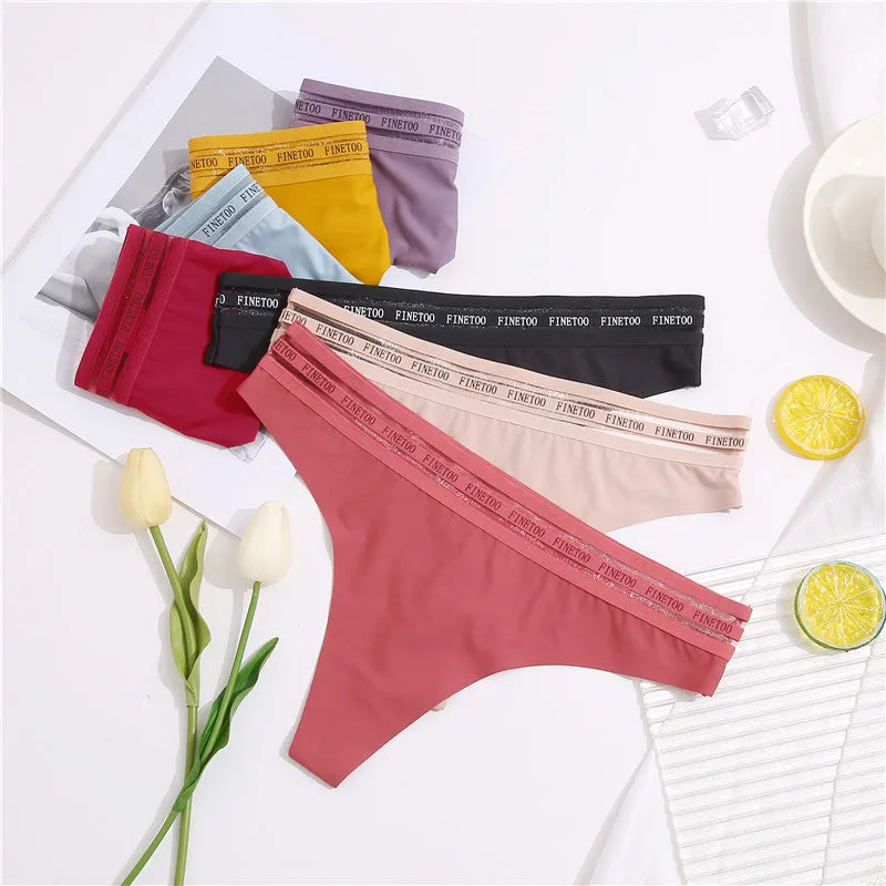 2 Pack Seamless G-string Soft Panties 7 Colors Patchwork Underwear Thongs Lingerie Briefs