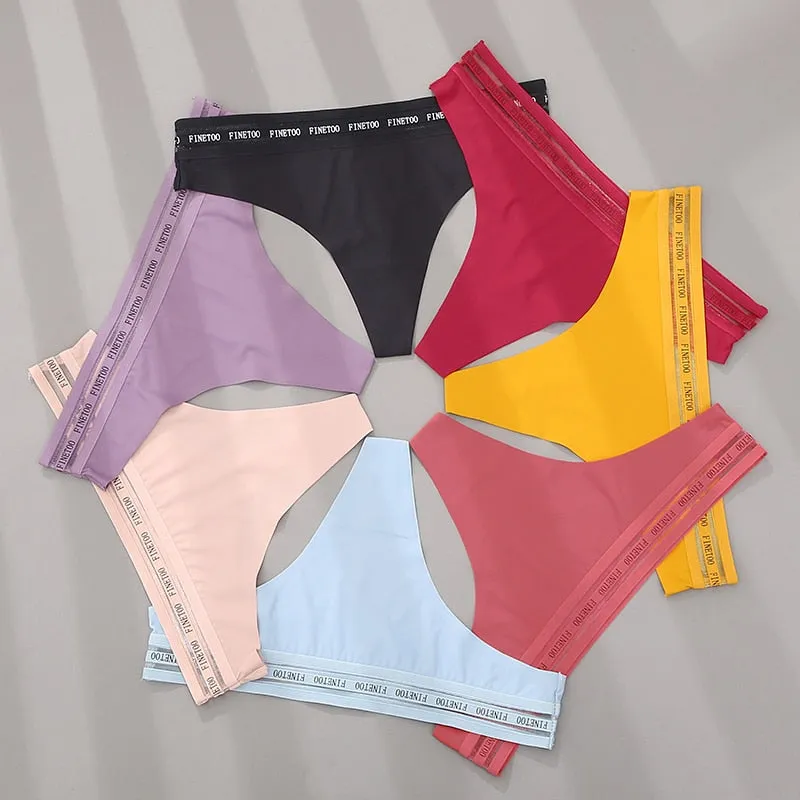 2 Pack Seamless G-string Soft Panties 7 Colors Patchwork Underwear Thongs Lingerie Briefs