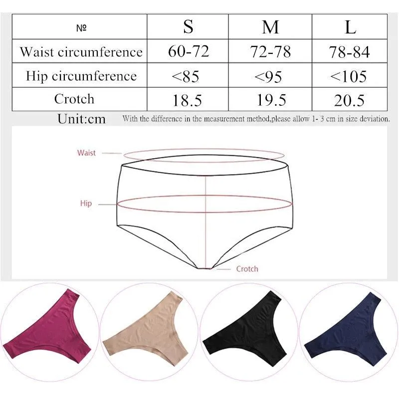 2 Pack Underwear Panties Seamless Big Size Low Rise Sexy Women Ice Silk Bikini Briefs Solid T-Back Tanga Lingerie