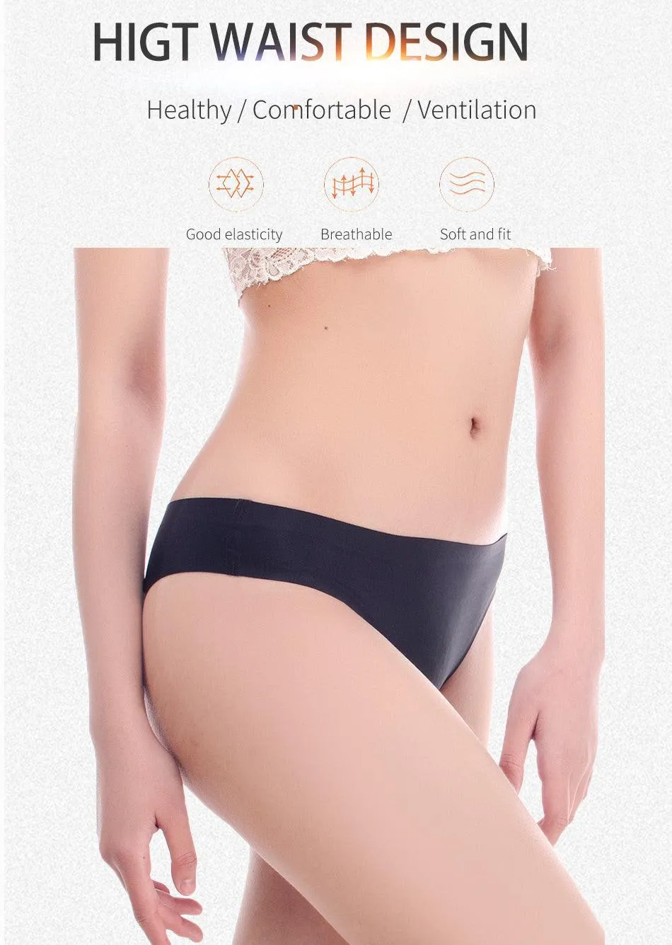 2 Pack Underwear Panties Seamless Big Size Low Rise Sexy Women Ice Silk Bikini Briefs Solid T-Back Tanga Lingerie