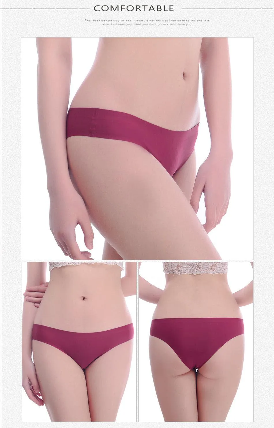 2 Pack Underwear Panties Seamless Big Size Low Rise Sexy Women Ice Silk Bikini Briefs Solid T-Back Tanga Lingerie