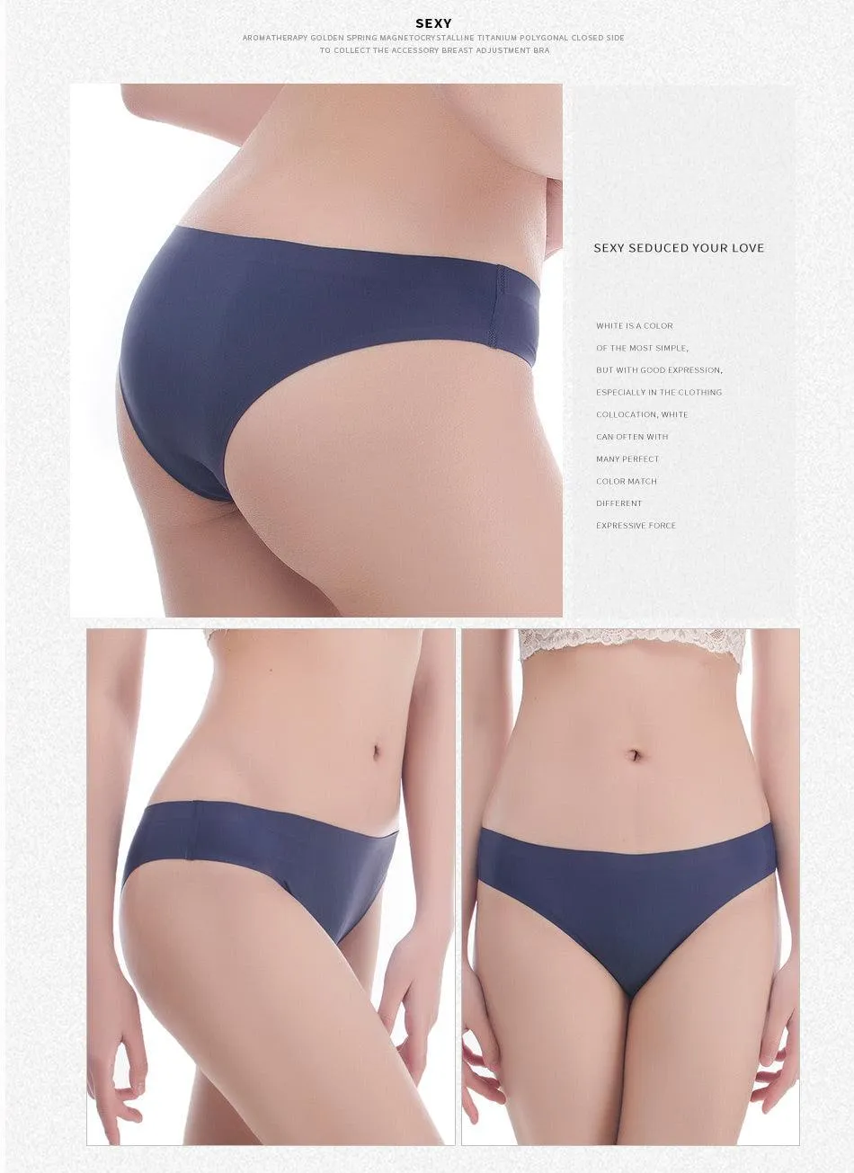 2 Pack Underwear Panties Seamless Big Size Low Rise Sexy Women Ice Silk Bikini Briefs Solid T-Back Tanga Lingerie
