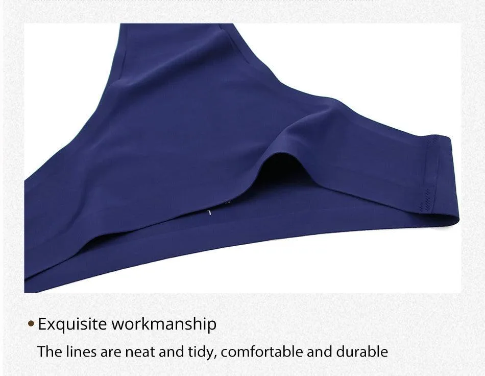 2 Pack Underwear Panties Seamless Big Size Low Rise Sexy Women Ice Silk Bikini Briefs Solid T-Back Tanga Lingerie