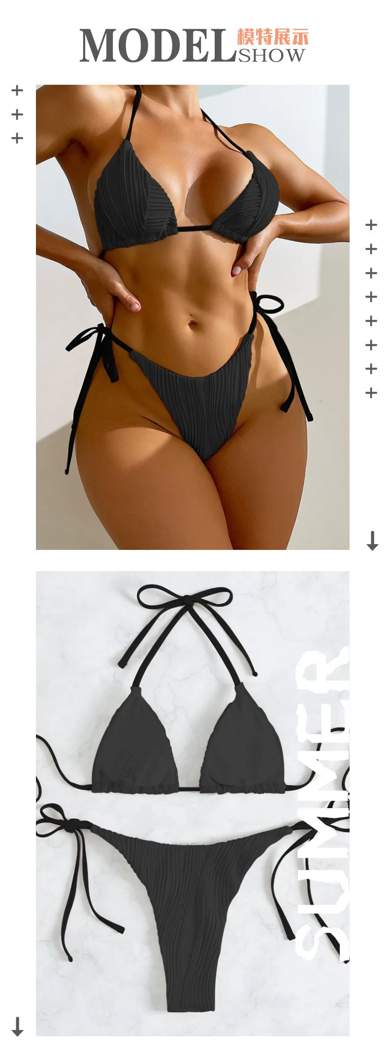 2023 New Sexy Bikini with Strap and Backless Design Swimsuit