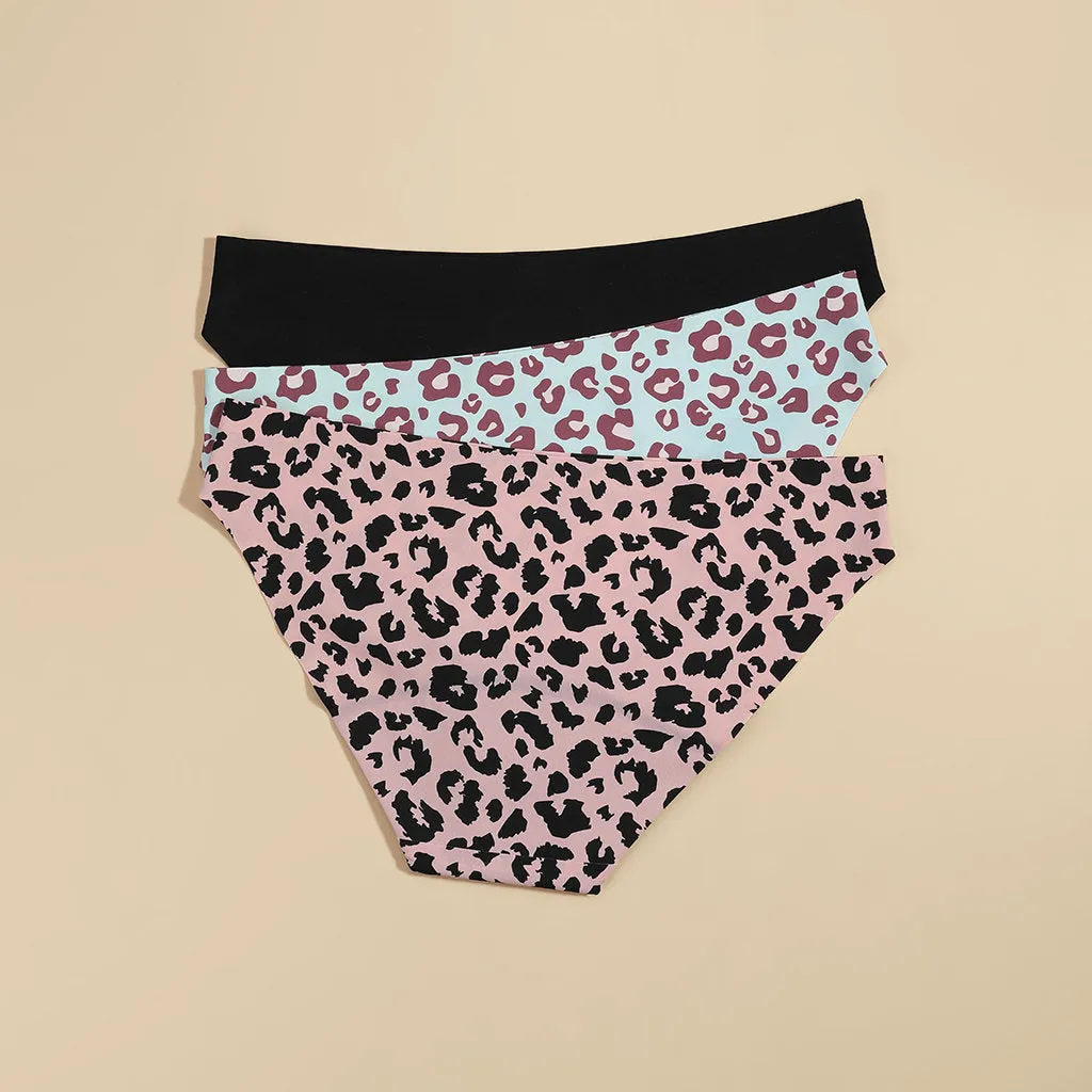3 Pack Seamless Period Panties Bikini Leopard Print - Moderate Flow