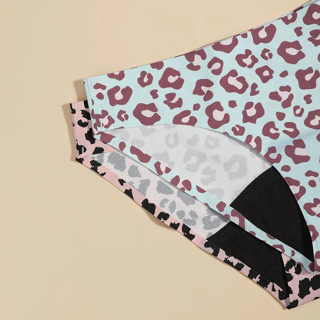3 Pack Seamless Period Panties Bikini Leopard Print - Moderate Flow