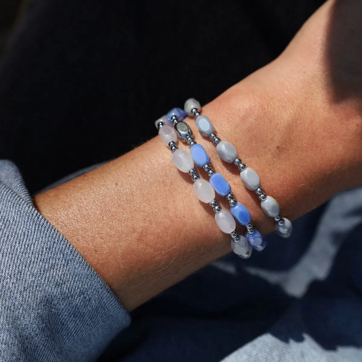 All in Pop Of Color Bracelet in White Cap & Stainless Steel