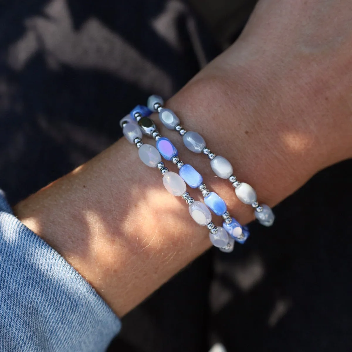 All in Pop Of Color Bracelet in White Cap & Stainless Steel