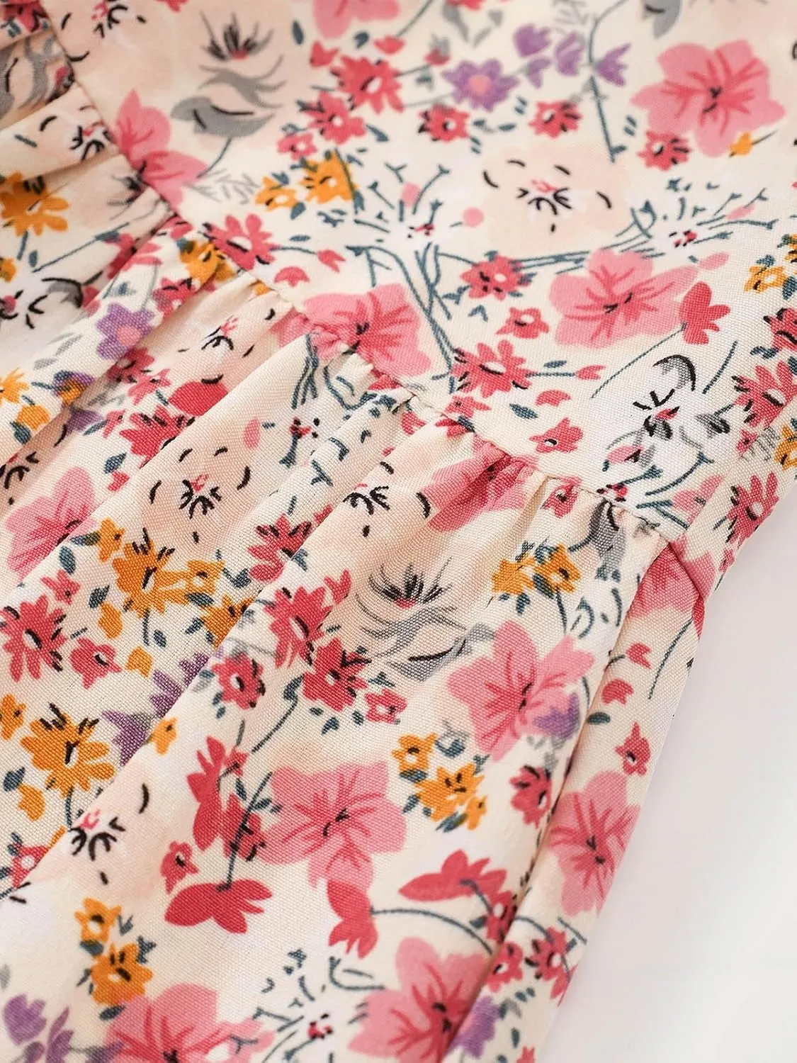BARASA Summer Women's Midi Skirts Boho High Elastic Waist Fake Drawstring Floral Print A line Casual Cute Skirt D626