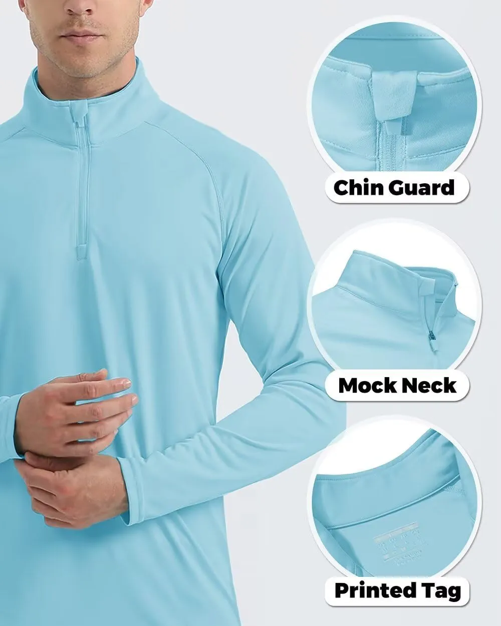 Boladeci Men's UPF 50  Sun Shirts 1/4 Zip Long Sleeve SPF UV Protection Lightweight Quick Dry Quarter Zip Golf Shirts
