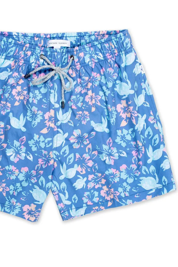 Boy's Swim Shorts • Flower & Turtles