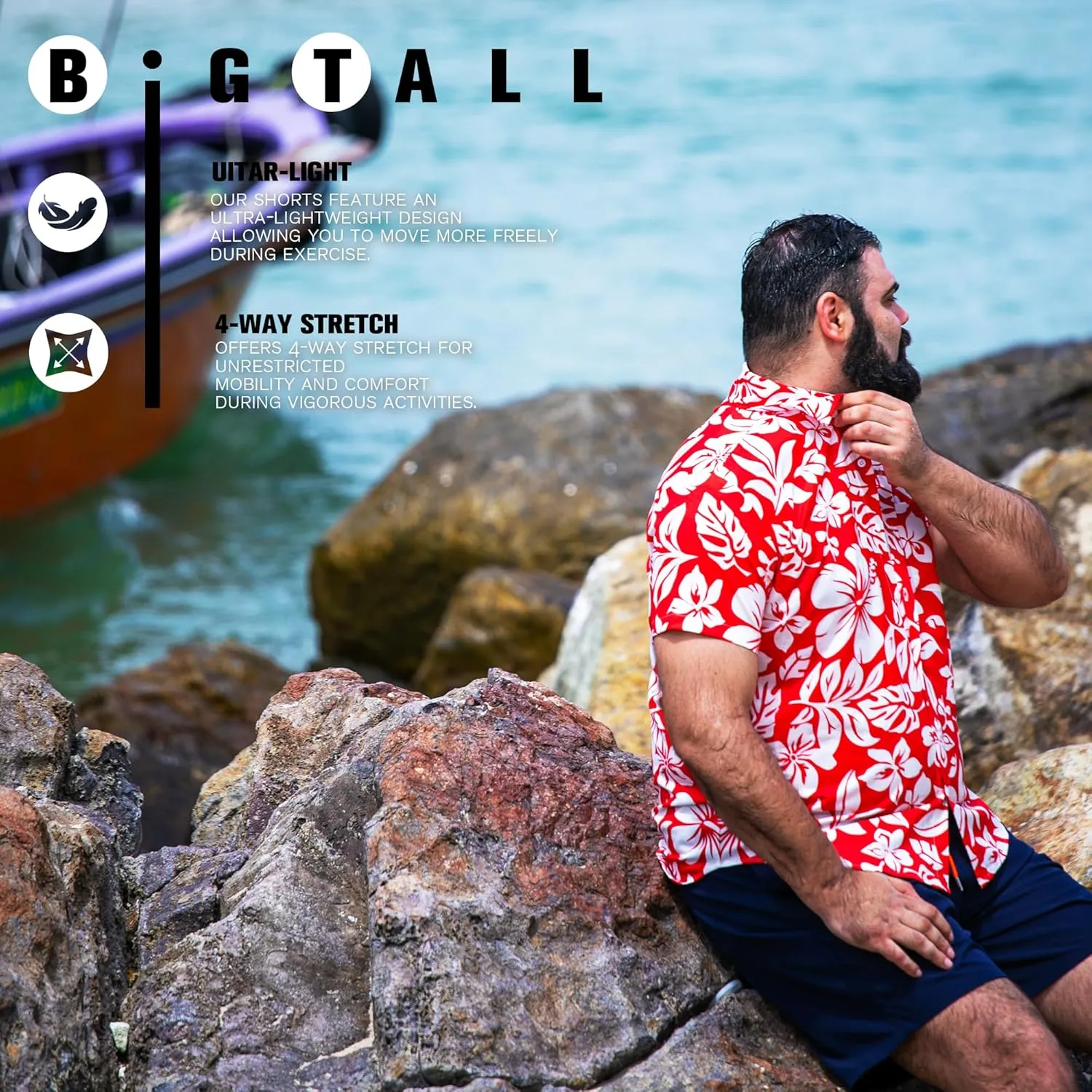 BRISIRA Big and Tall Hawaiian Shirts for Men Button Down Short Sleeves Shirts Beach Tropical Aloha Shirt with Pocket LT-6XLT