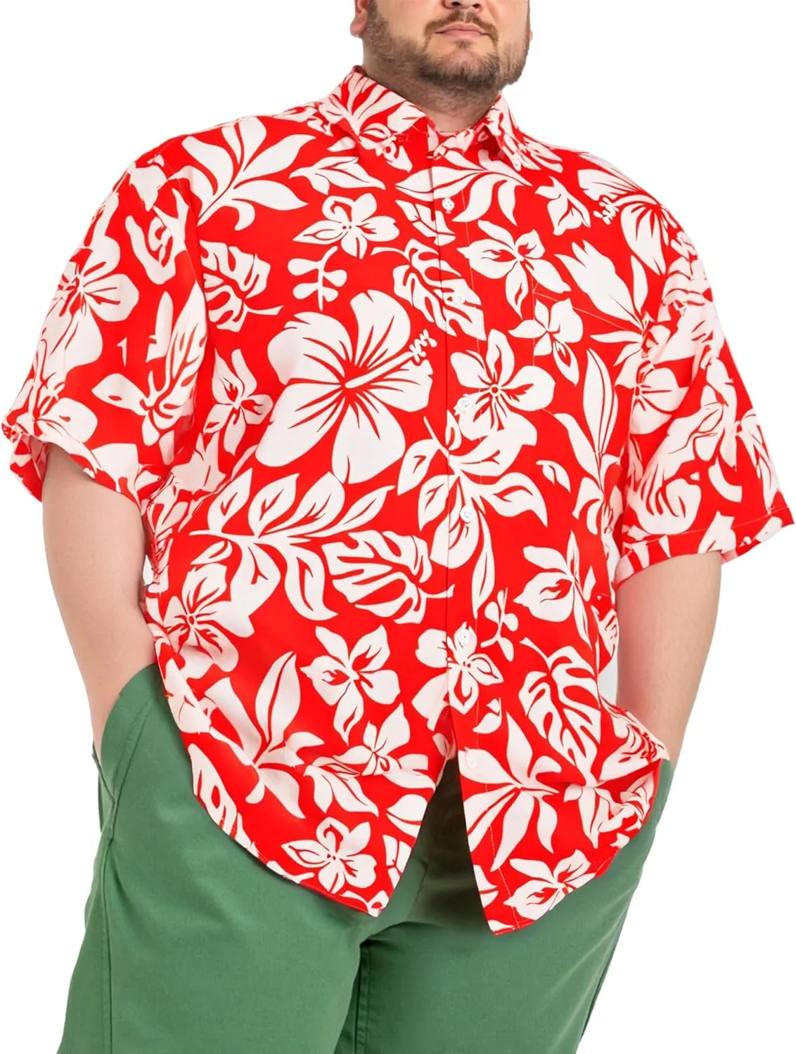 BRISIRA Big and Tall Hawaiian Shirts for Men Button Down Short Sleeves Shirts Beach Tropical Aloha Shirt with Pocket LT-6XLT
