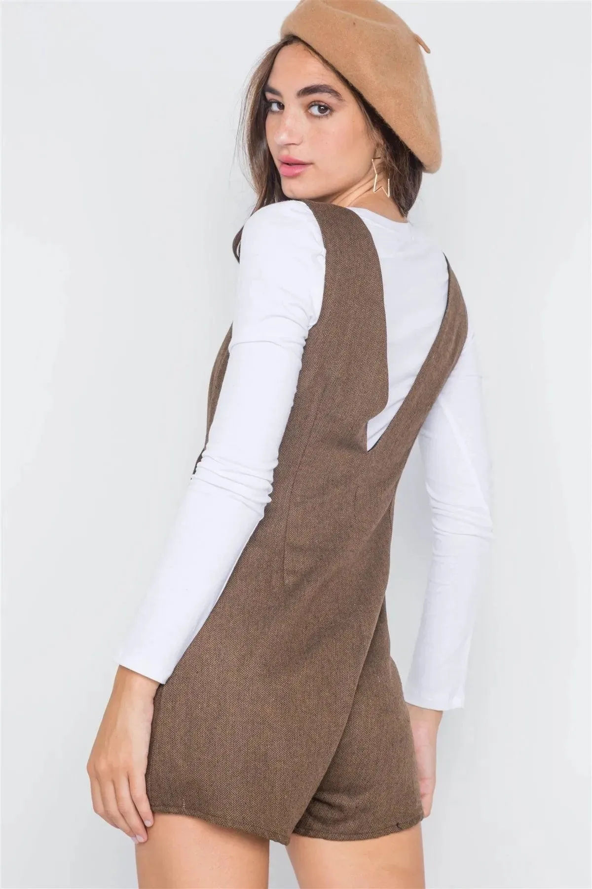 Coca Double-Breasted Sleeveless Skort Romper /3-2-1