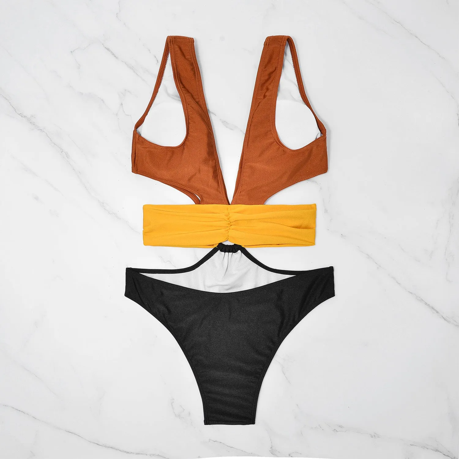 Colorful and Sexy Backless One-Piece Swimsuit