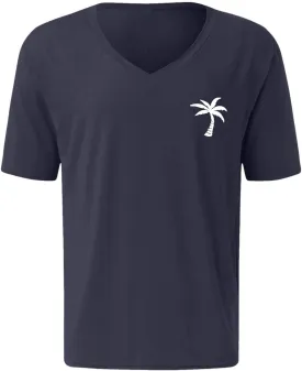 CRNTCEM Mens Big and Tall Coconut Print T-Shirts Heavyweight Cotton Hippie V Neck Tshirts Summer Short Sleeve Gym Muscle Tops
