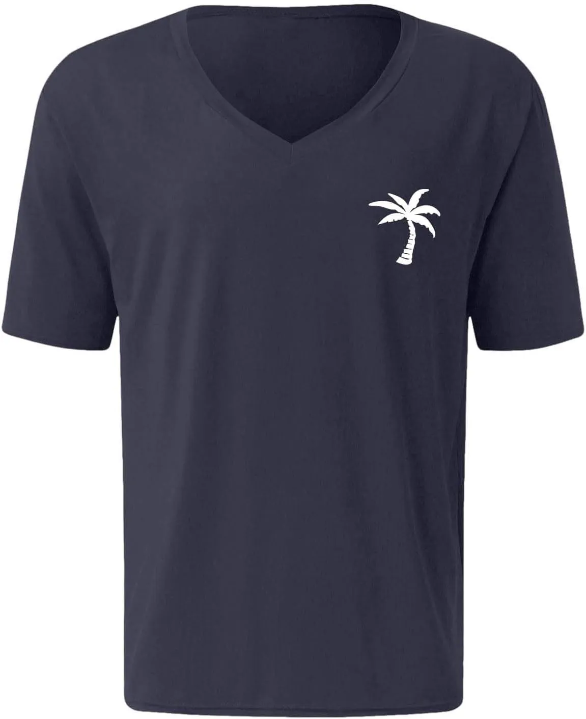 CRNTCEM Mens Big and Tall Coconut Print T-Shirts Heavyweight Cotton Hippie V Neck Tshirts Summer Short Sleeve Gym Muscle Tops