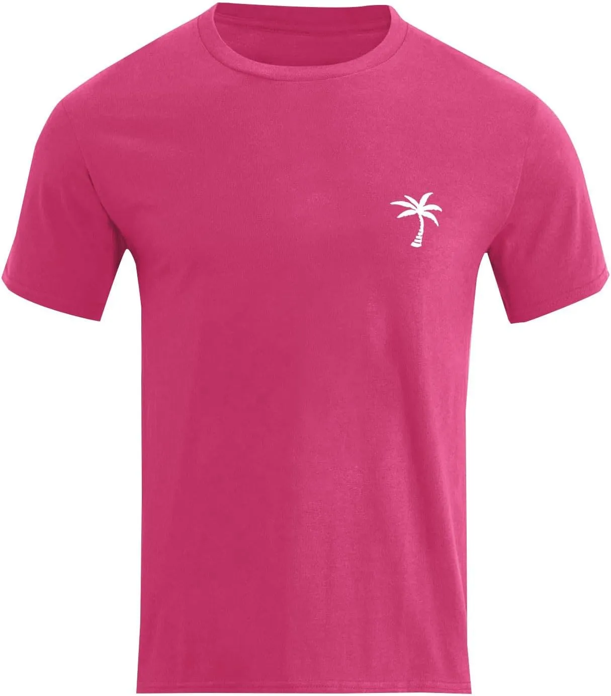 CRNTCEM Mens Loose Fit Round Neck T-Shirt Solid Color Coconut Tree Casual Basic Tshirts 2025 Summer Beach Hawaiian Tops