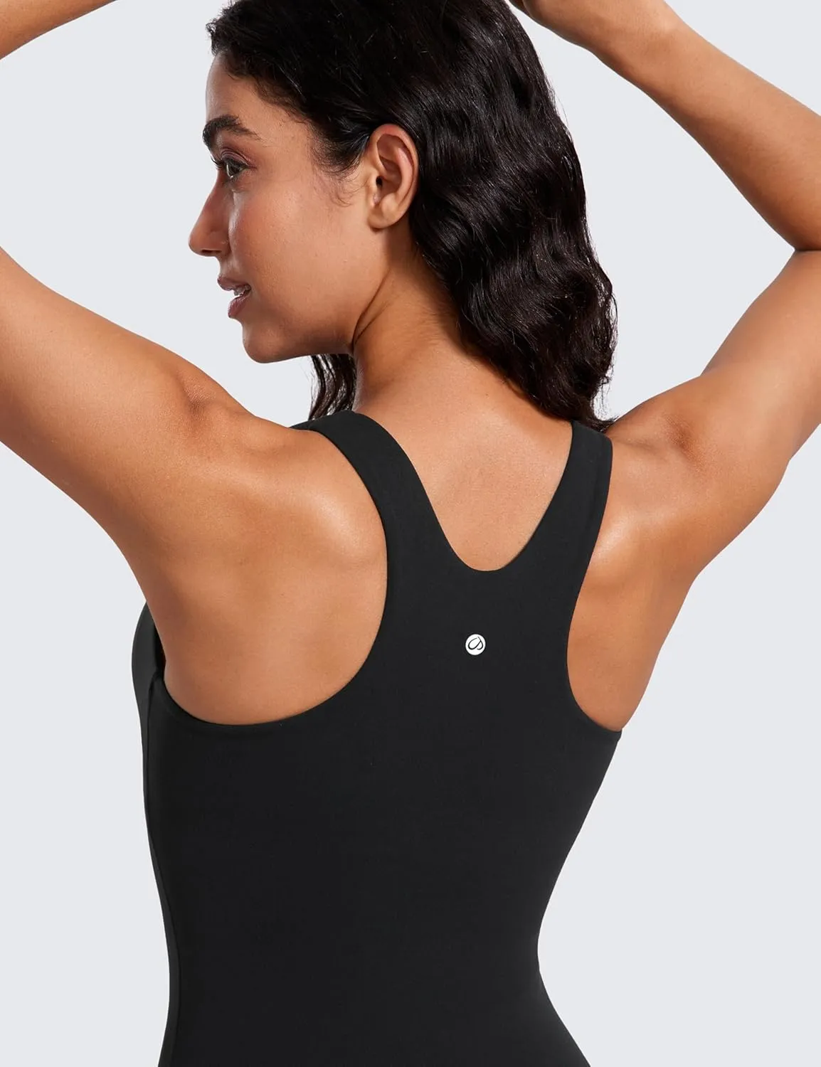 CRZ YOGA Butterluxe Womens Racerback High Neck Tank Top - with Built in Bra Workout Padded Yoga Athletic Camisole