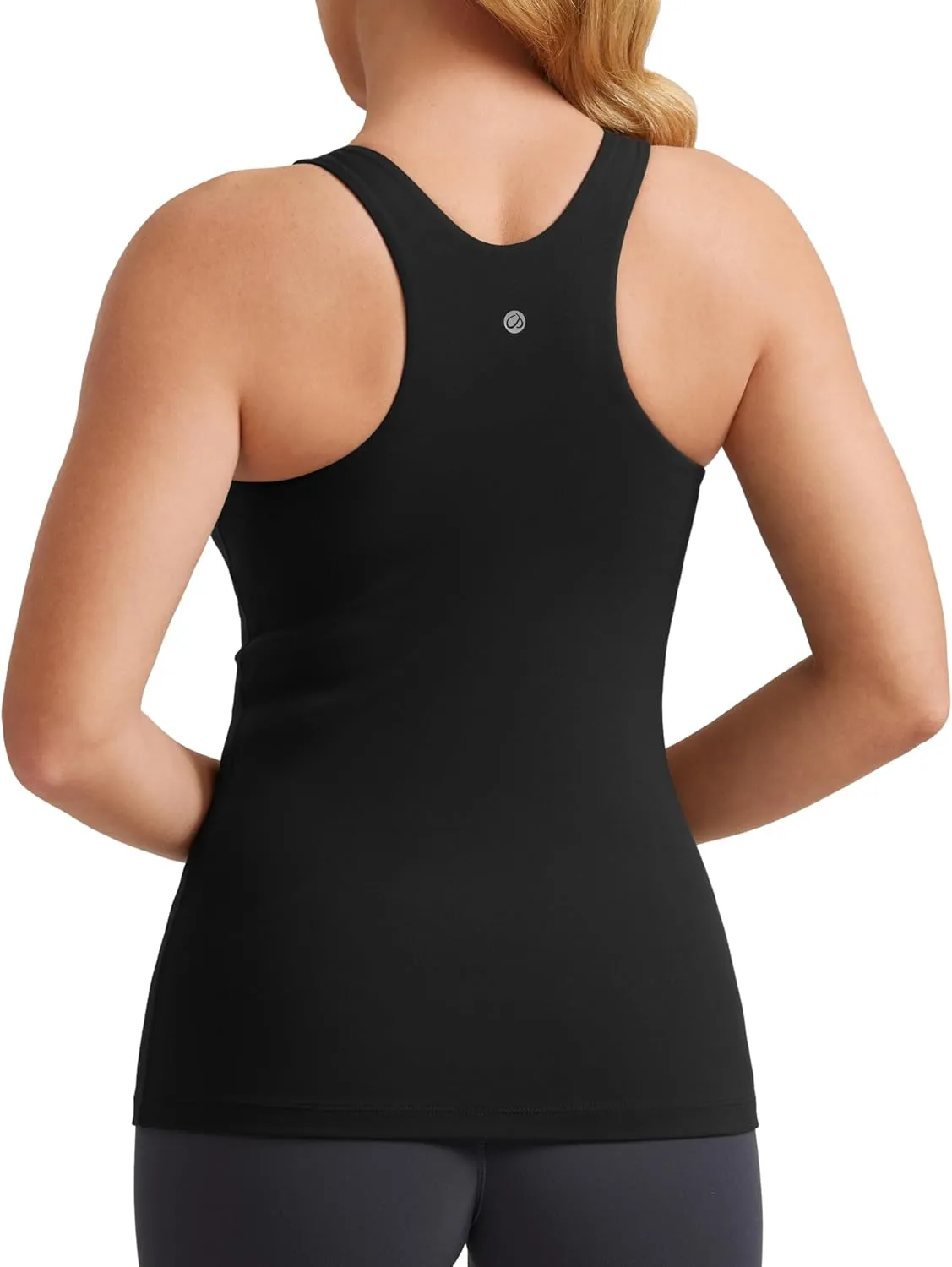 CRZ YOGA Butterluxe Womens Racerback High Neck Tank Top - with Built in Bra Workout Padded Yoga Athletic Camisole
