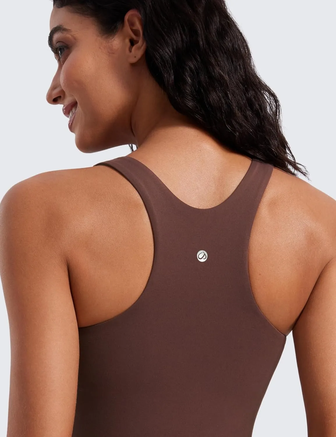 CRZ YOGA Butterluxe Womens Racerback High Neck Tank Top - with Built in Bra Workout Padded Yoga Athletic Camisole