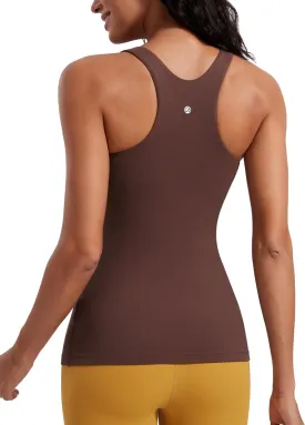 CRZ YOGA Butterluxe Womens Racerback High Neck Tank Top - with Built in Bra Workout Padded Yoga Athletic Camisole