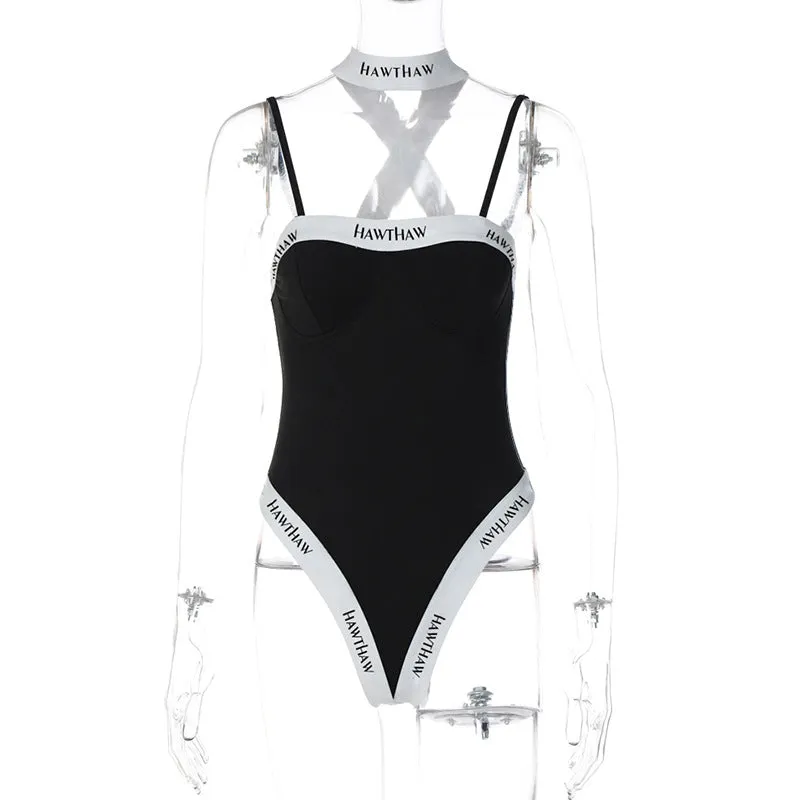 European and American Style 2023 Summer New Splicing Color Sexy Open-Backed Sling Swimsuit