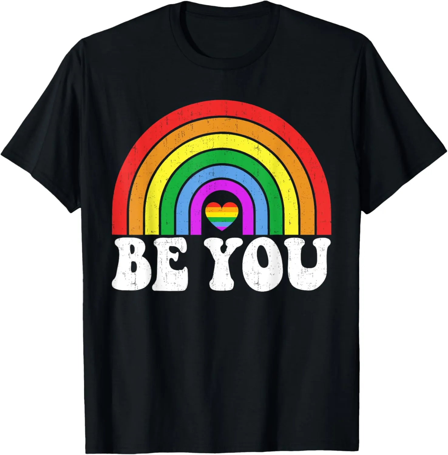 Gay Pride LGBTQ Ally Retro Rainbow LGBT Support Men Women T-Shirt