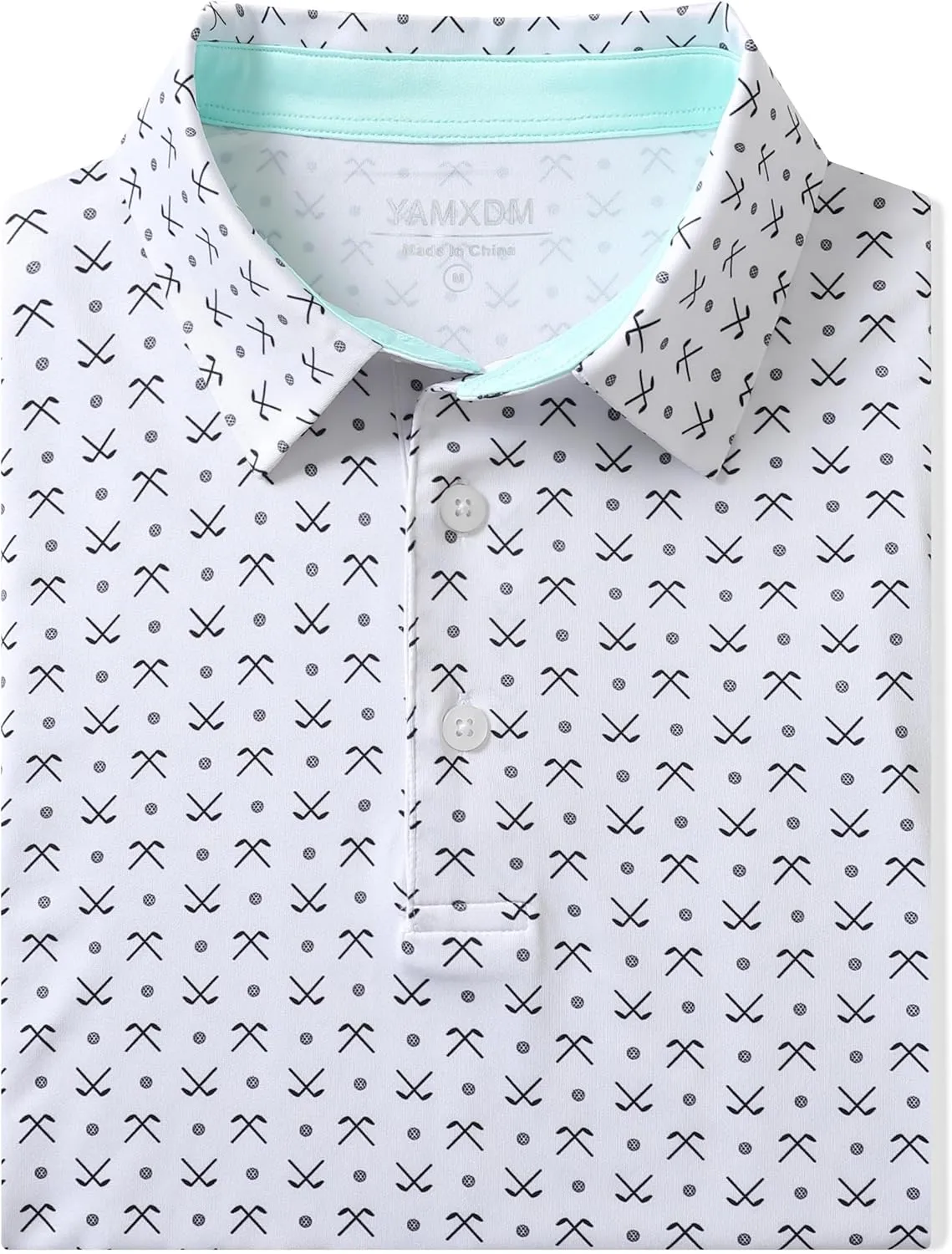 Golf Polo Shirts for Men - Print Moisture Wicking Quick Dry Short Sleeve Collared Polo Shirts for Golf Tennis Wear