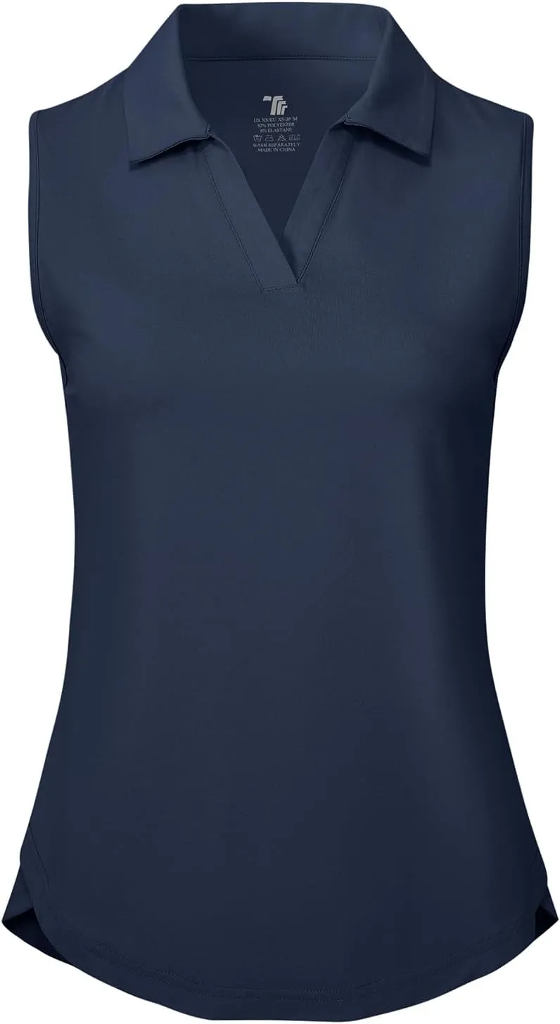 Gopune Women's Sleeveless Golf Shirts Quick Dry Lightweight UPF 50  Tennis Polo Shirts Collared V-Neck Tank Tops