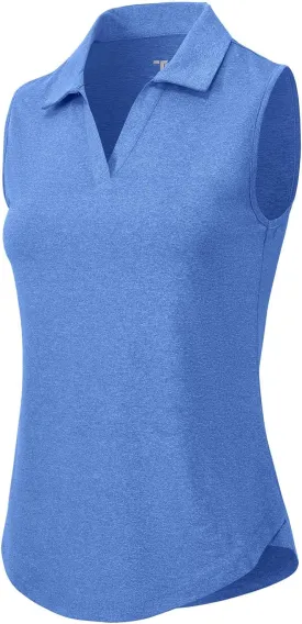 Gopune Women's Sleeveless Golf Shirts Quick Dry Lightweight UPF 50  Tennis Polo Shirts Collared V-Neck Tank Tops