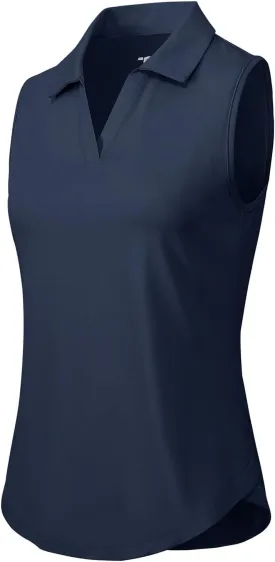 Gopune Women's Sleeveless Golf Shirts Quick Dry Lightweight UPF 50  Tennis Polo Shirts Collared V-Neck Tank Tops