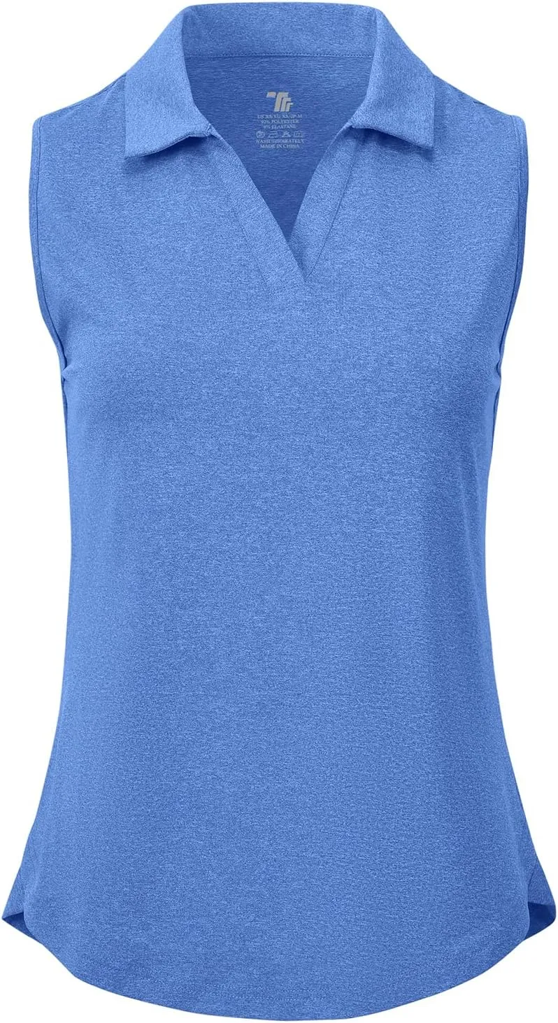 Gopune Women's Sleeveless Golf Shirts Quick Dry Lightweight UPF 50  Tennis Polo Shirts Collared V-Neck Tank Tops