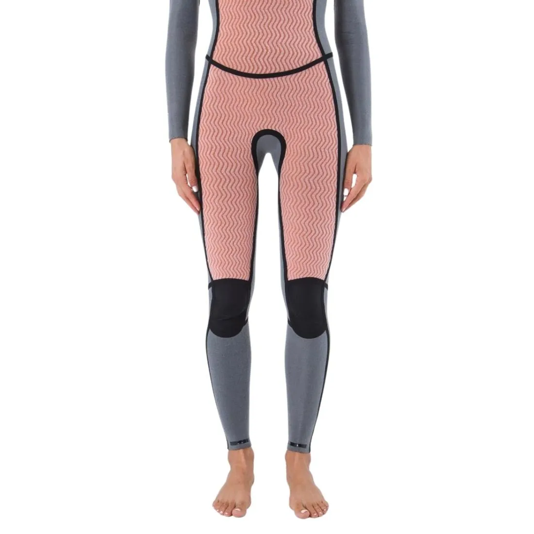 Hurley Womens Plus 4/3mm Chest Zip Full Wetsuit - Black/Graphite