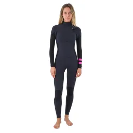 Hurley Womens Plus 4/3mm Chest Zip Full Wetsuit - Black/Graphite