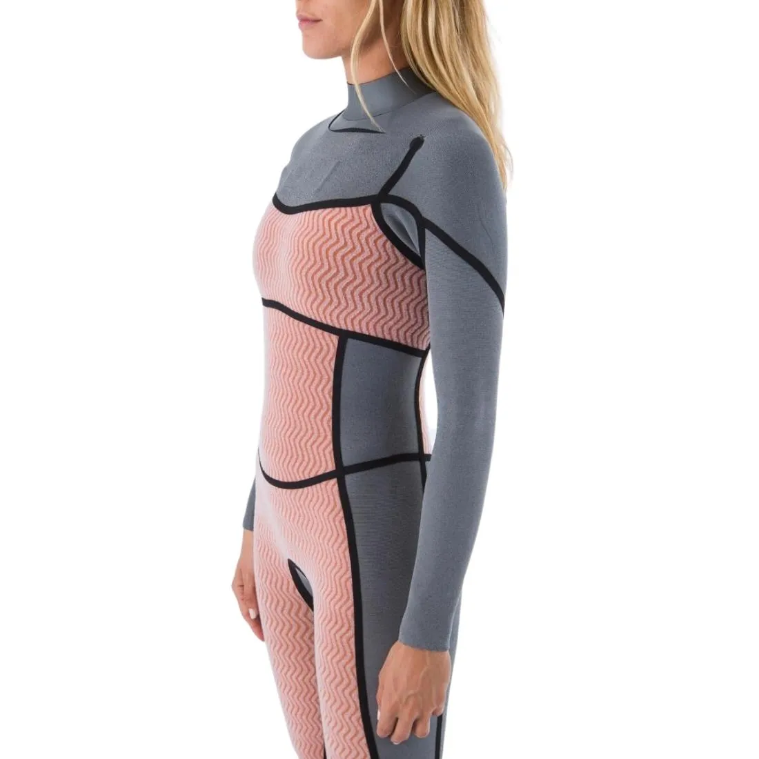 Hurley Womens Plus 4/3mm Chest Zip Full Wetsuit - Black/Graphite