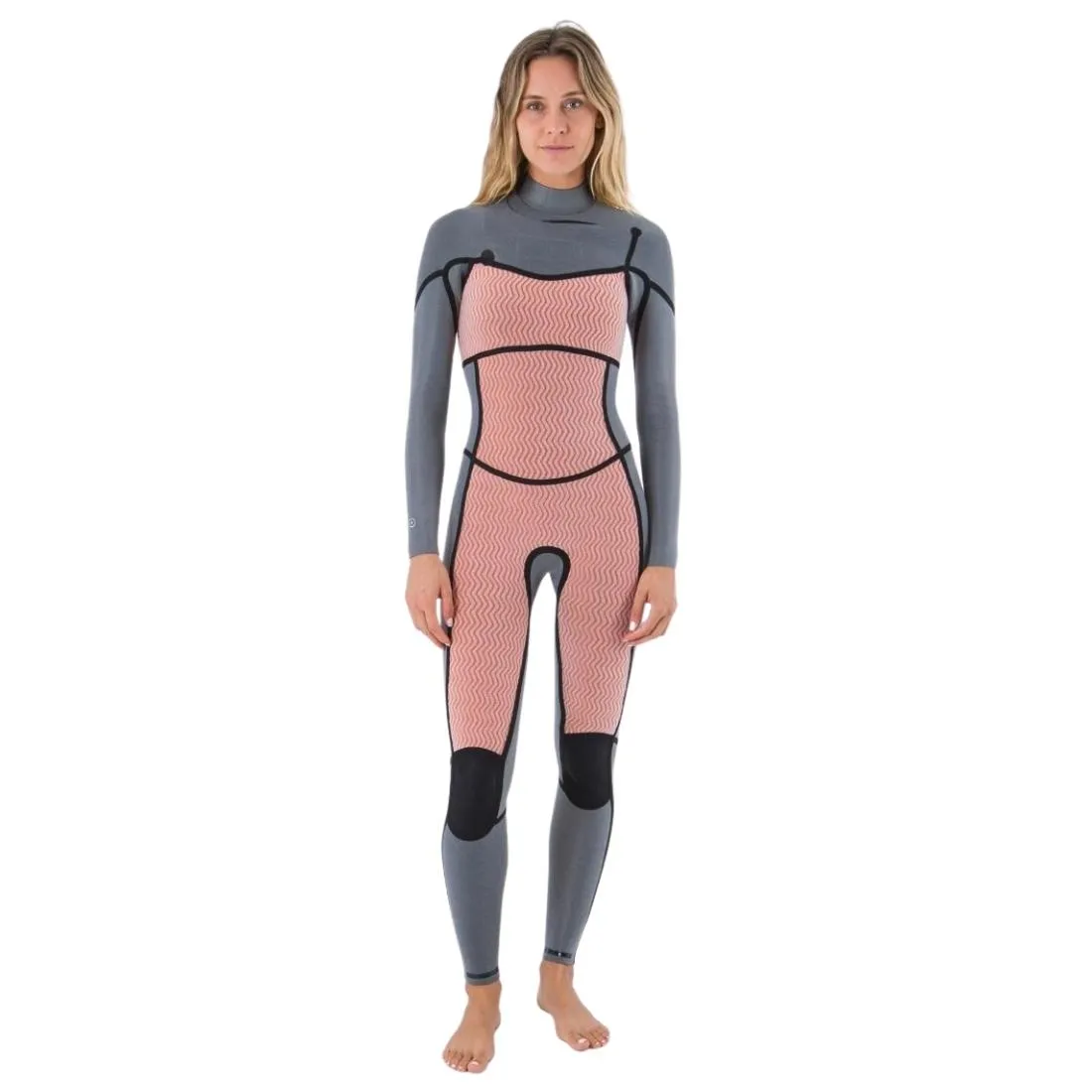 Hurley Womens Plus 4/3mm Chest Zip Full Wetsuit - Black/Graphite
