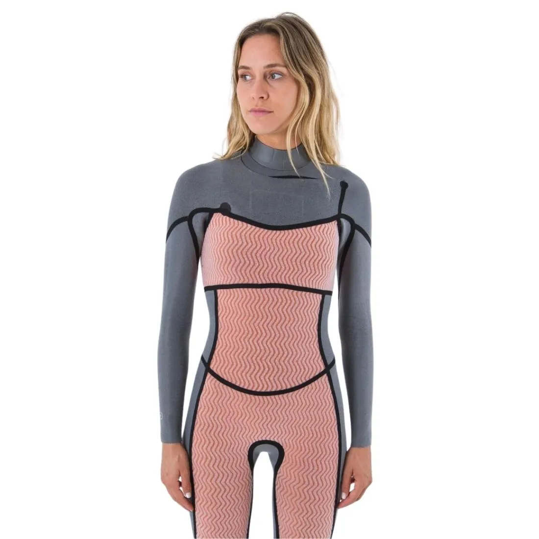 Hurley Womens Plus 4/3mm Chest Zip Full Wetsuit - Black/Graphite